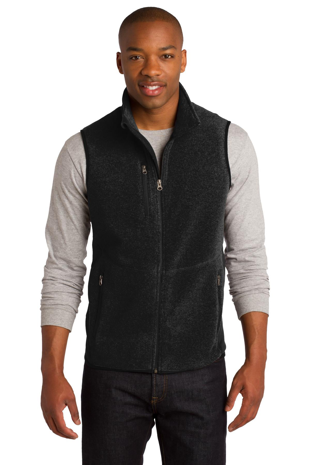 Port Authority R Tek Pro Fleece Full Zip Vest-S (Charcoal Heather/ Black) 