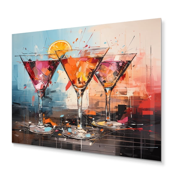 Designart "Cocktails Glass Representation Colorfuled I" Food & Beverage Metal Wall Art