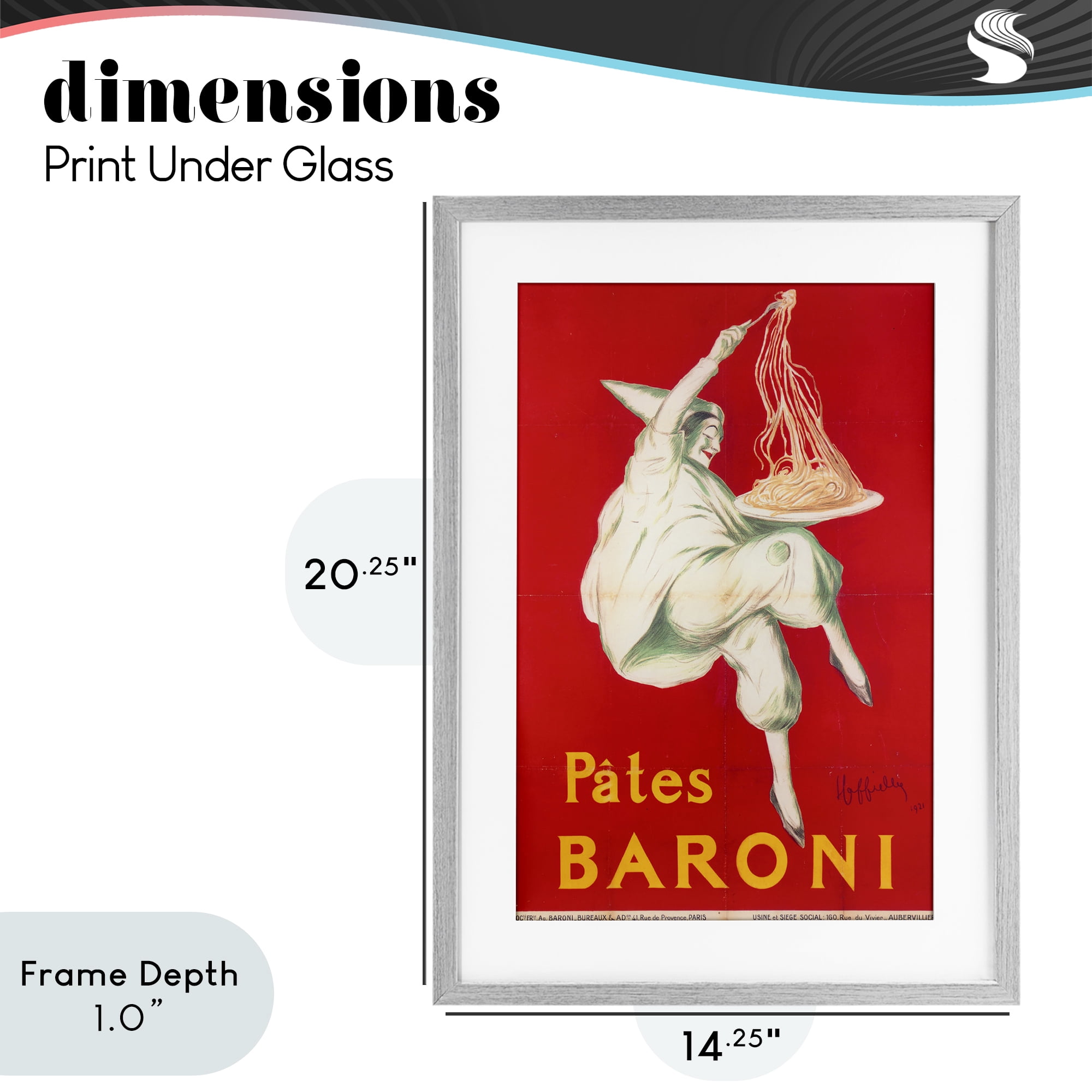 Stupell Industries Pates Baroni Advertisement Gray Framed Print Under Glass, design by Vintage Hustle
