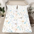 thumbnail image 2 of Manfei Kawaii Dragonfly Queen Sheet Sets,Colorful Country Floral Flat Sheet,White Beige Blue Queen Fitted Sheet For Girl Teens,Luxury Bedroom Decor,4 Pieces, 2 of 7