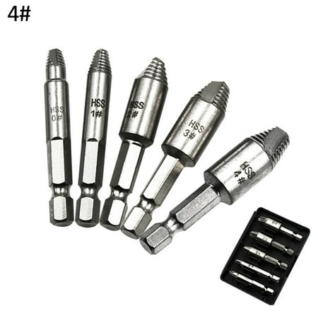 

GoFJ 4 Pcs/Set Damaged Drill Easy Out HSS Screw Extractor Remover Repairing Tool