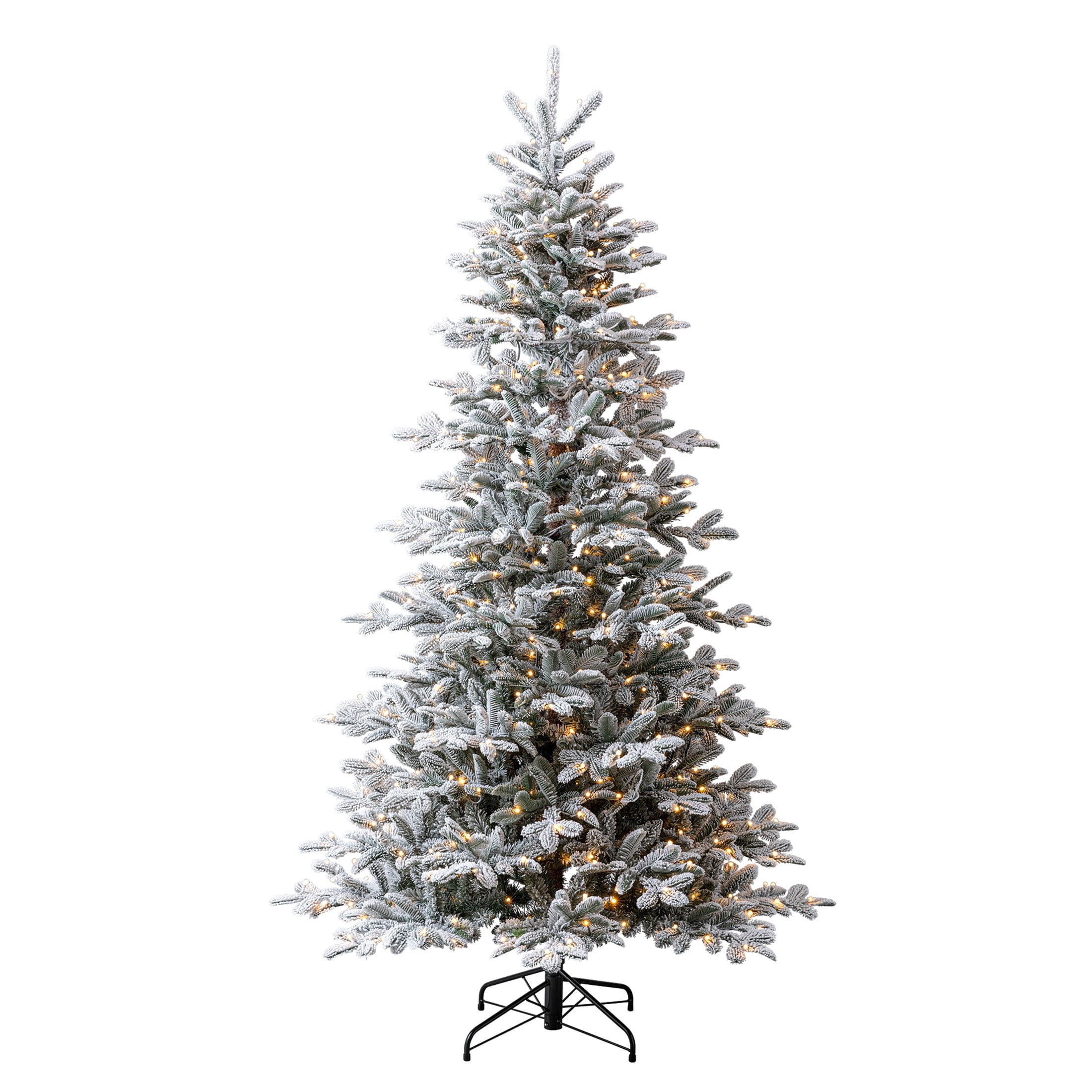 7.5' Pre-Lit Astoria Spruce Snow-Flocked Glitter Green Artificial Christmas Tree with LumaDazzle Color-Changing Twinkle LED Lights, Quick Set, and Stand, by Holiday Time