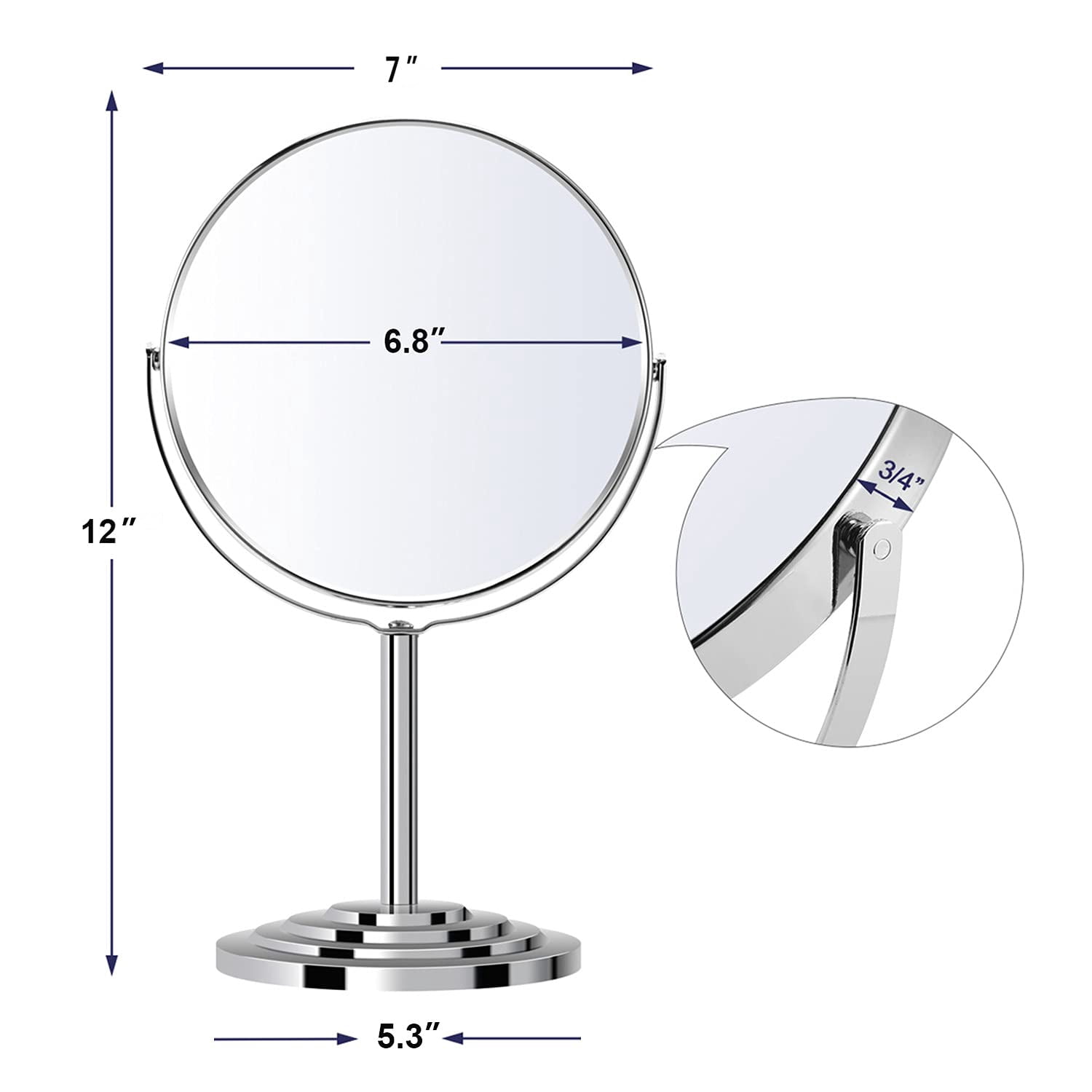 AKHFKY 7-Inch Tabletop Vanity Makeup Mirror With 3X Magnification - Double-Sided Rotatable Pink Heart-Shaped Mirror For Bathroom Or Dressing Table - View #6