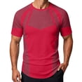 thumbnail image 2 of Men's Workout Shirts Quick Dry Seamless Short Sleeve Tshirts Breathable Compression Workout T-Shirt Geometric Print Athletic Tee For Gym Running Training, 2 of 6