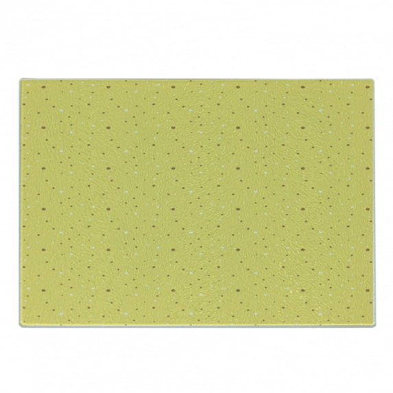 Yellow Polka Dot Cutting Board, Layout of Big and Small Spots in Vivid Shades, Decorative Tempered Glass Cutting and Serving Board, in 3 Sizes, by Ambesonne