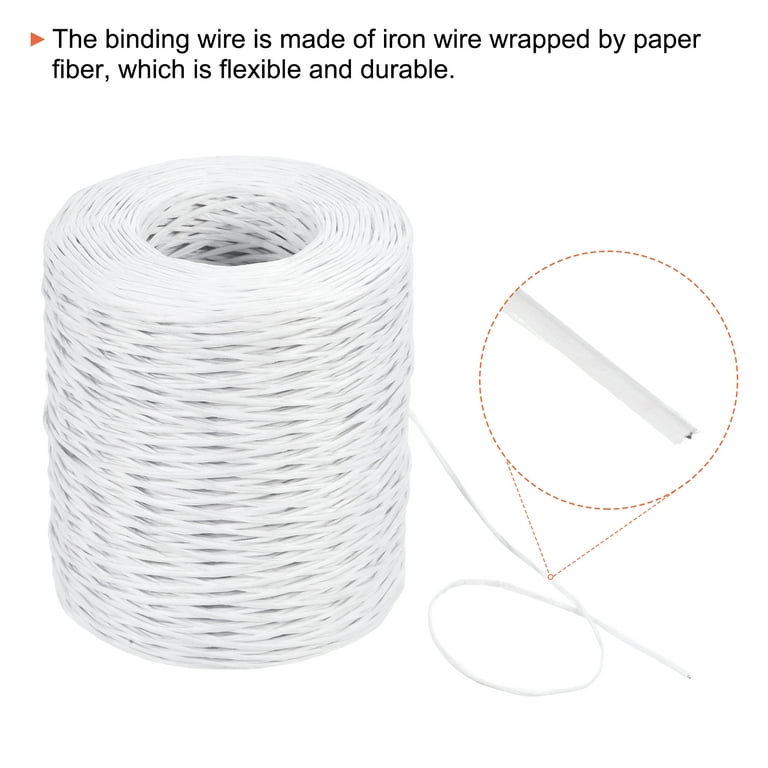 Uxcell 218 Yard Waterproof Paper Wrapped Iron Floral Wire, Craft Vine Bind Wire Twine, White, Women's, Size: Medium
