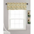 thumbnail image 3 of Orange Flower Linen Curtain Valance for Bedroom/Bathroom/Kitchen/Office/Living/Dining Room Windows,Vintage Botanical Blossom Leaves Rod Pocket Topper Drapes Decorative Cafe Drapery Panel 54x18, 3 of 6