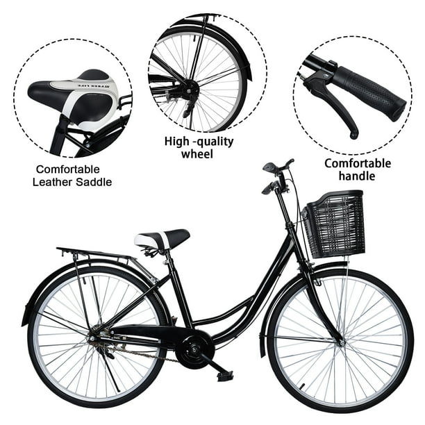 JNXYL 26 Inch Adult Cruiser Bicycle,Commuter Bike with Basket