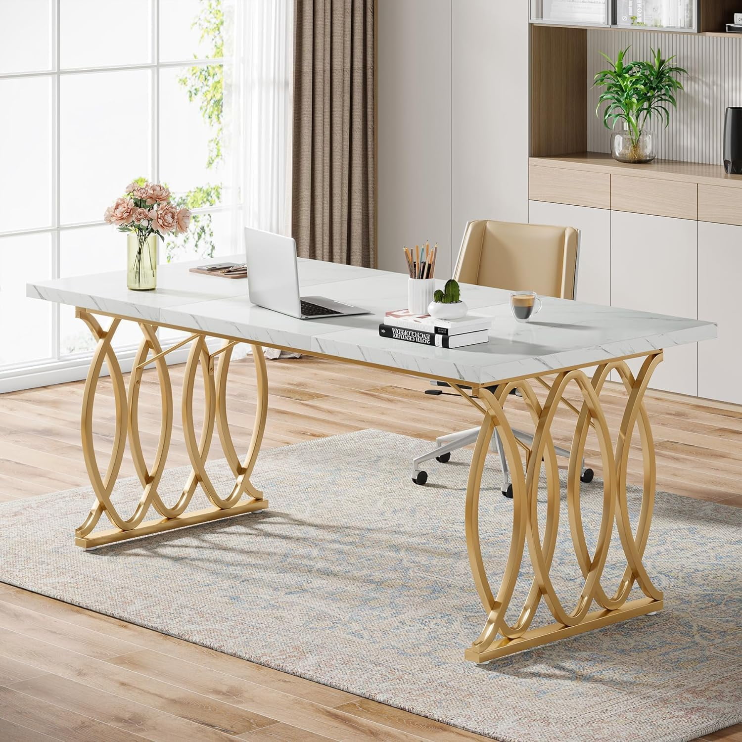 Tribesigns Executive Desk, 63 in. Large Computer Desk, Modern Writing Desk Conference Table Meeting Room Table