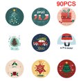 thumbnail image 2 of 90 Uds. Etiquetas navideñas pegatinas suministros de decoración de fiesta redonda (D), 2 of 6