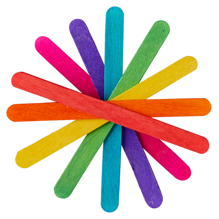 Wooden Craft Sticks, Colored Popsicle Sticks for Crafts, Rainbow Bulk –  MudraCrafts