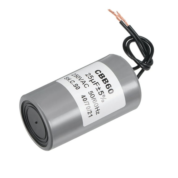 Uxcell 75x40mm 25uF 250V AC 50/60Hz 2 Wires Cylinder CBB60 Run Capacitor