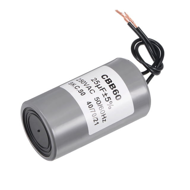 Capacitor de Funcionamiento CBB60 Uxcell 75x40mm 25uF 250V AC 50/60Hz 2 Cables