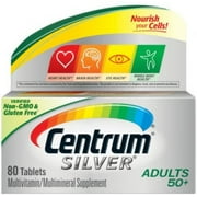 Centrum Silver Multivitamin/Multimineral for Adults 50+, Tablets 80 ea (Pack of 2)