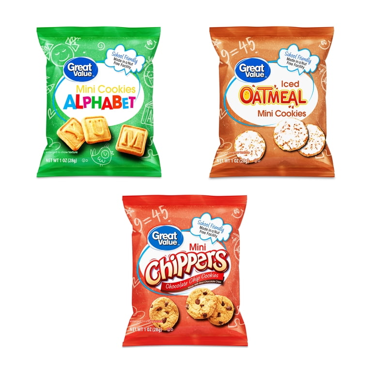 4 pack) Great Value Mini Alphabet, Chippers & Oatmeal Cookies