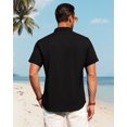thumbnail image 4 of Camisa J.VER de lino de manga corta con botones para hombre, color negro, 4XL, 4 of 5