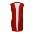 thumbnail image 5 of Yigetop Sleeveless Cardigan, Women Casual Solid Print V Neck Coat Open Front Lightweight Cardigan Sleeveless Loose Outwear with Pockets Sleeveless Vest for Women Watermelon Red S, 5 of 7