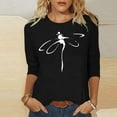 thumbnail image 2 of CHOK T-Shirt d'Été à Manches 3/4 Décontracté Motif Libellule pour Femmes Manches Trois-Quarts Chandail Col Rond T-Shirts Unis Tunique Élégante Confortable Marron TTG, 2 of 4