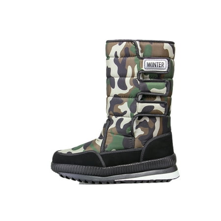 

SIMANLAN Winter Snow Boots for Men Women Waterproof Warm Shoes Plush Lined Hiking Boots Men s Camouflage 8.5