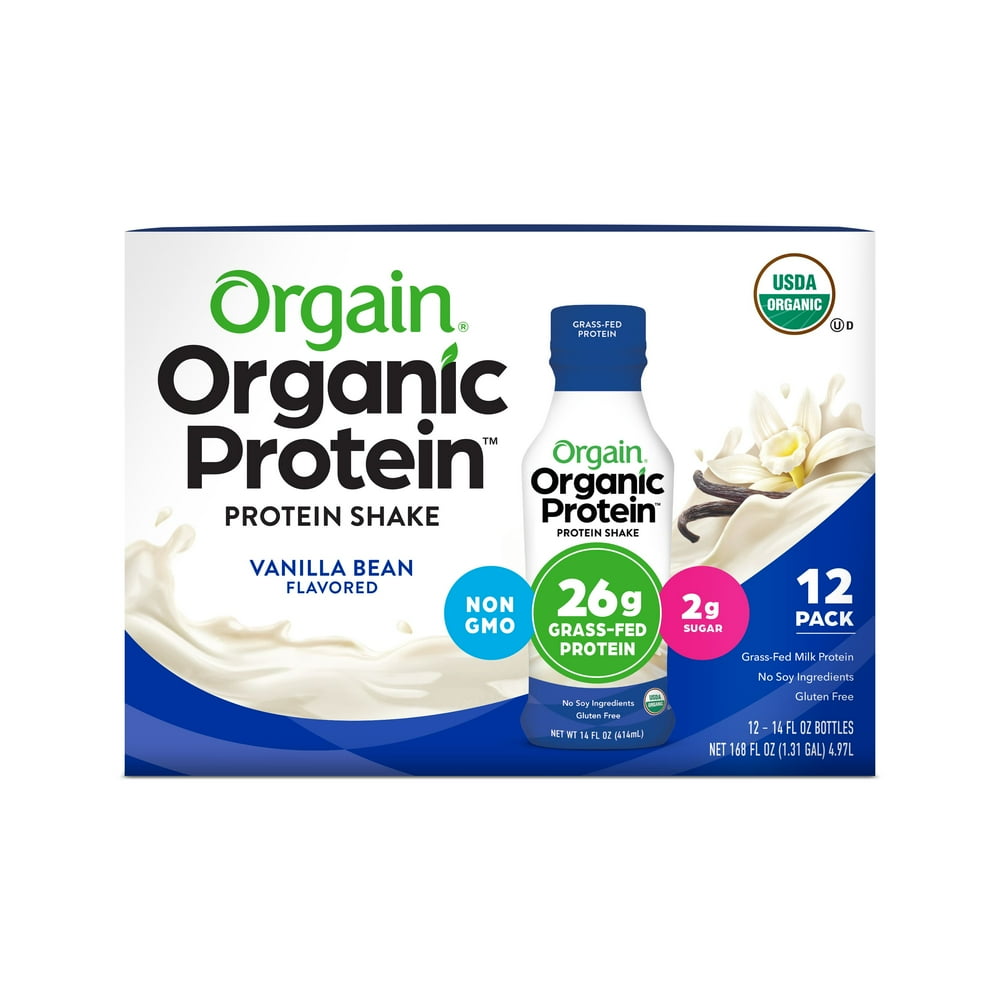Orgain, 26g Organic Protein Shake, Vanilla Bean, 14oz, 12ct Walmart