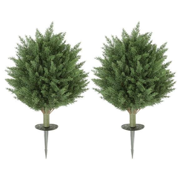 HOMCOM Cyprès Artificiels de 24 Pouces avec Piquet de Sol, Ensemble de 2, Vert