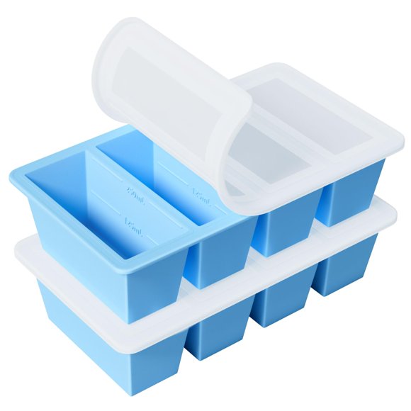GGOW Bandeja de Congelador de Silicona para Cubos de Sopa: Bandeja de Congelación de Silicona para Almacenamiento de Salsa de Caldo - Congele una Porción de Sopa de 125 ml y 250 ml