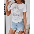 thumbnail image 6 of Women's Paris Letter Graphic Tees Crew Neck Short Sleeve Casual T Shirt Tops, 6 of 7