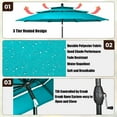 thumbnail image 4 of 10 Ft 3 Tier Patio Umbrella,Market Umbrella Table Umbrellas W/Double Vented,3 Tiers Market Table Tilt Umbrella with Crank,Large Shade Outdoor Aluminum Umbrella with Ventilation, 4 of 9