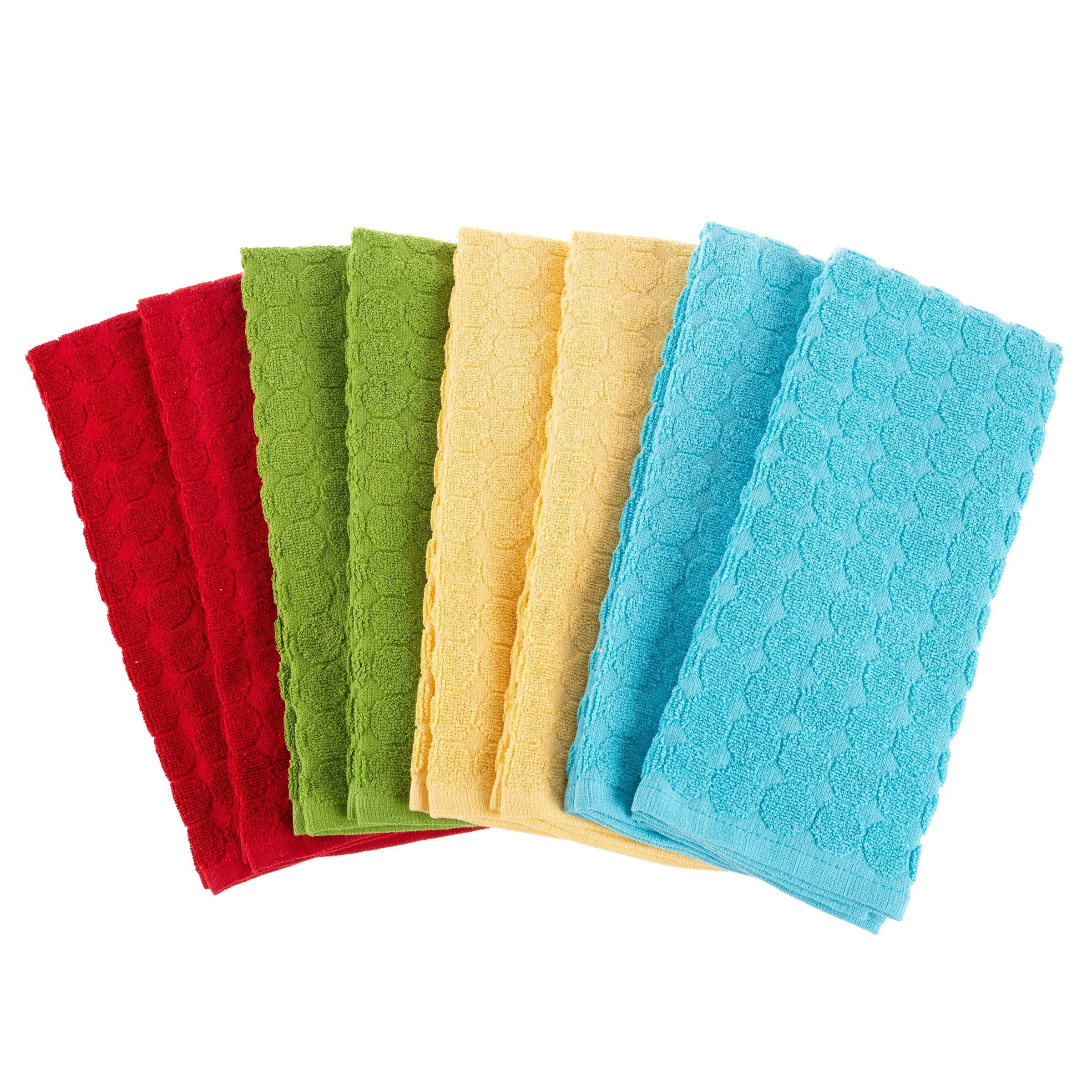 Living Fashions 8 Pack Dish Towels – Absorbent Weave Pattern