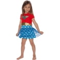thumbnail image 3 of DC Comics Toddler Girls' Wonder Woman Gold Foil Logo 3 Tiered Pajama Nightgown Sleep Loungewear, 3 of 6