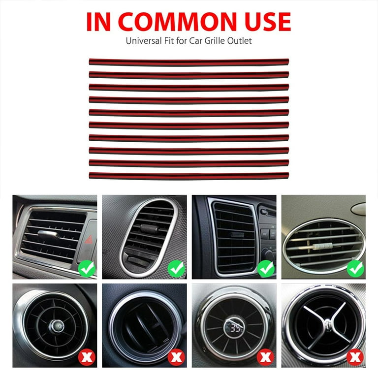 Pack of 10 Car Air Outlet Decoration Strips, Car Interior Trims