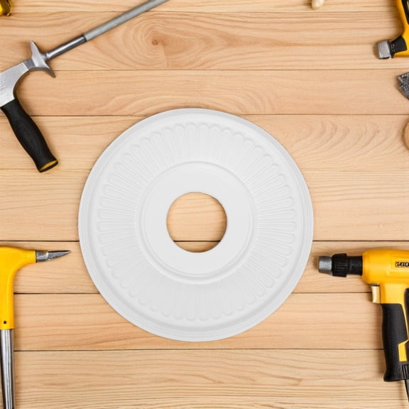 ELAYARD PU Ceiling Medallion White Vintage Design for Home Light Fixture Decoration