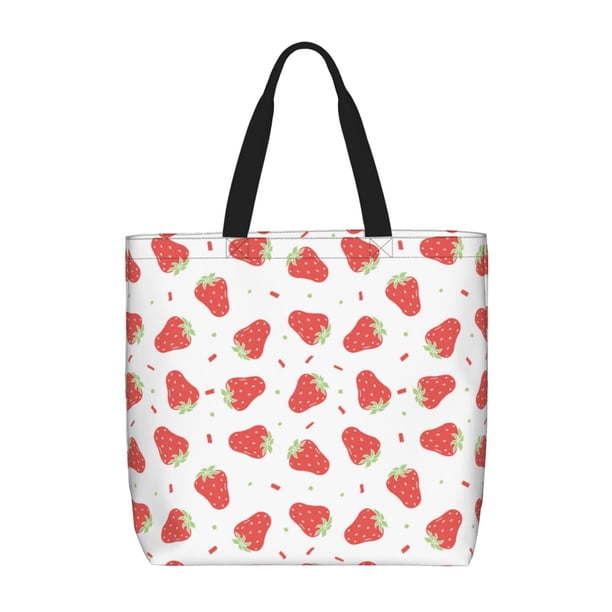 Easygdp Hand Drawn Strawberry Bolsa Tote para Mujer, Bolso de Hombro para Trabajo, Playa, Viajes, Compras y Supermercado
