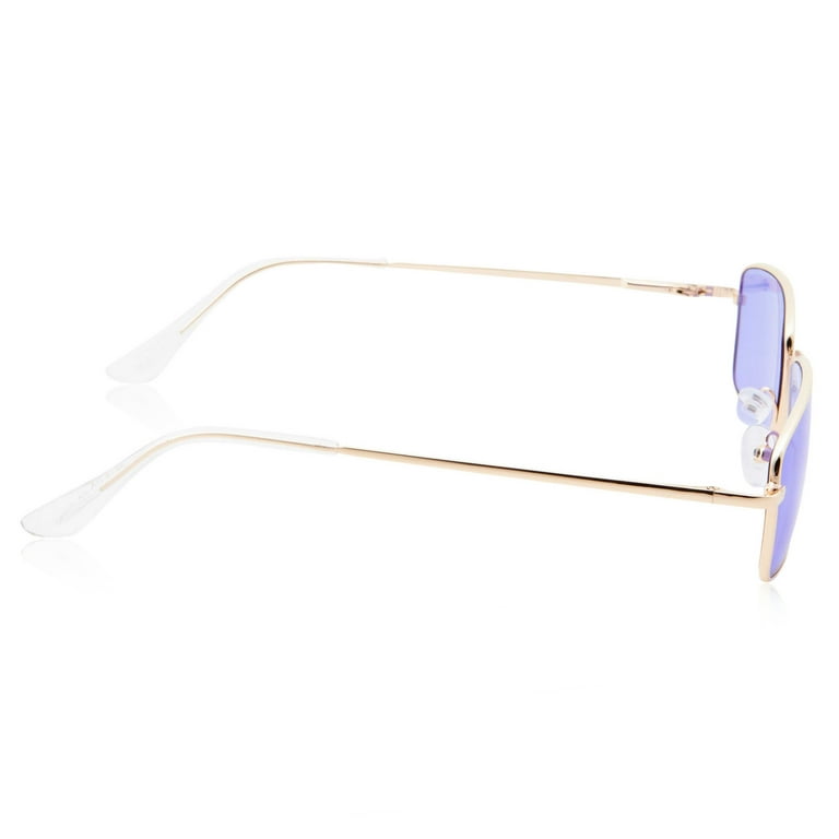 grinderPUNCH Classy Purple Rectangular Metal Frame Adult Sunglasses for Men  Women 