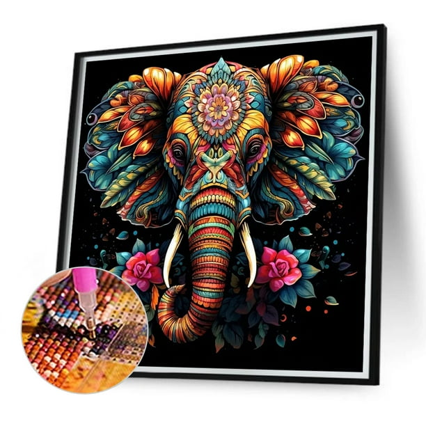 Kit De Pintura De Diamantes 5D Meecaa - Diseño Elefante Tigre, 30x40 Cm, Incluye Todas Las Herramientas