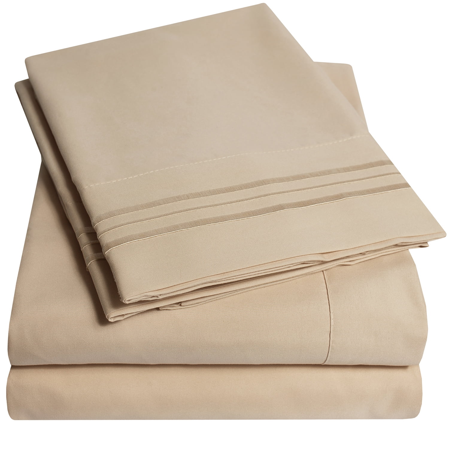 Photo 1 of 1800 Thread Count 4 Piece Deep Pocket Bedroom Bed Sheet Set Full - Taupe