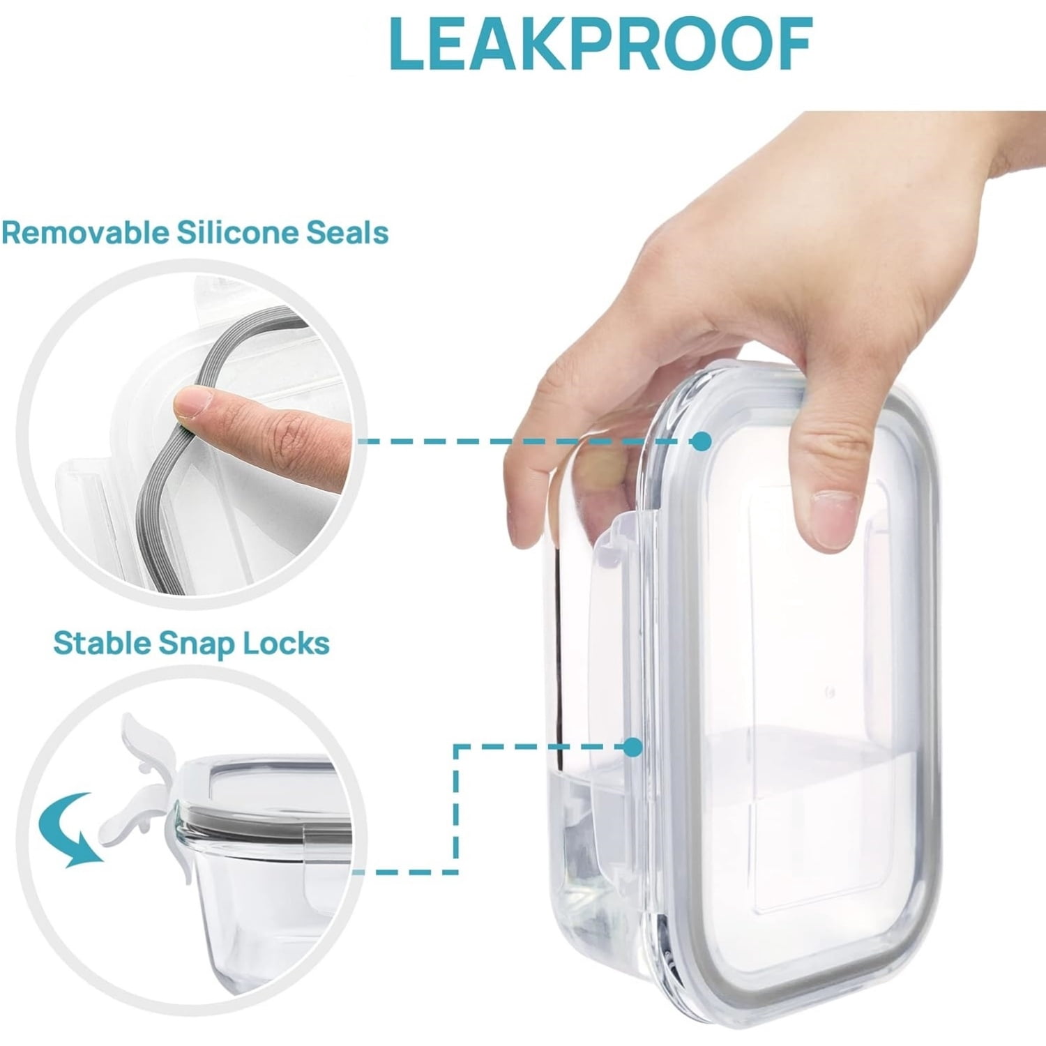 Glass Containers 2 Set Food Storage Containers with Airtight Lids Clear Meal Prep Container /Bento Boxes/Lunch Containers for On the Go Leftover Freezer Fridge Microwave, Dishwasher Safe, BPA Free