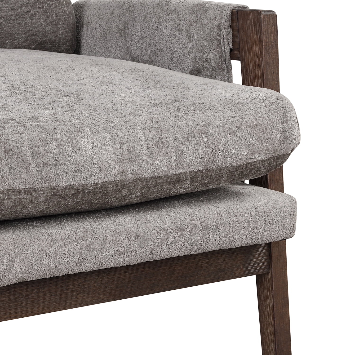 Kadyn Modern Velvet Accent Chair, Solid Wood Leisure Chair with Thick Seat Cushion, Upholstered Armchair for Living Room, Grey