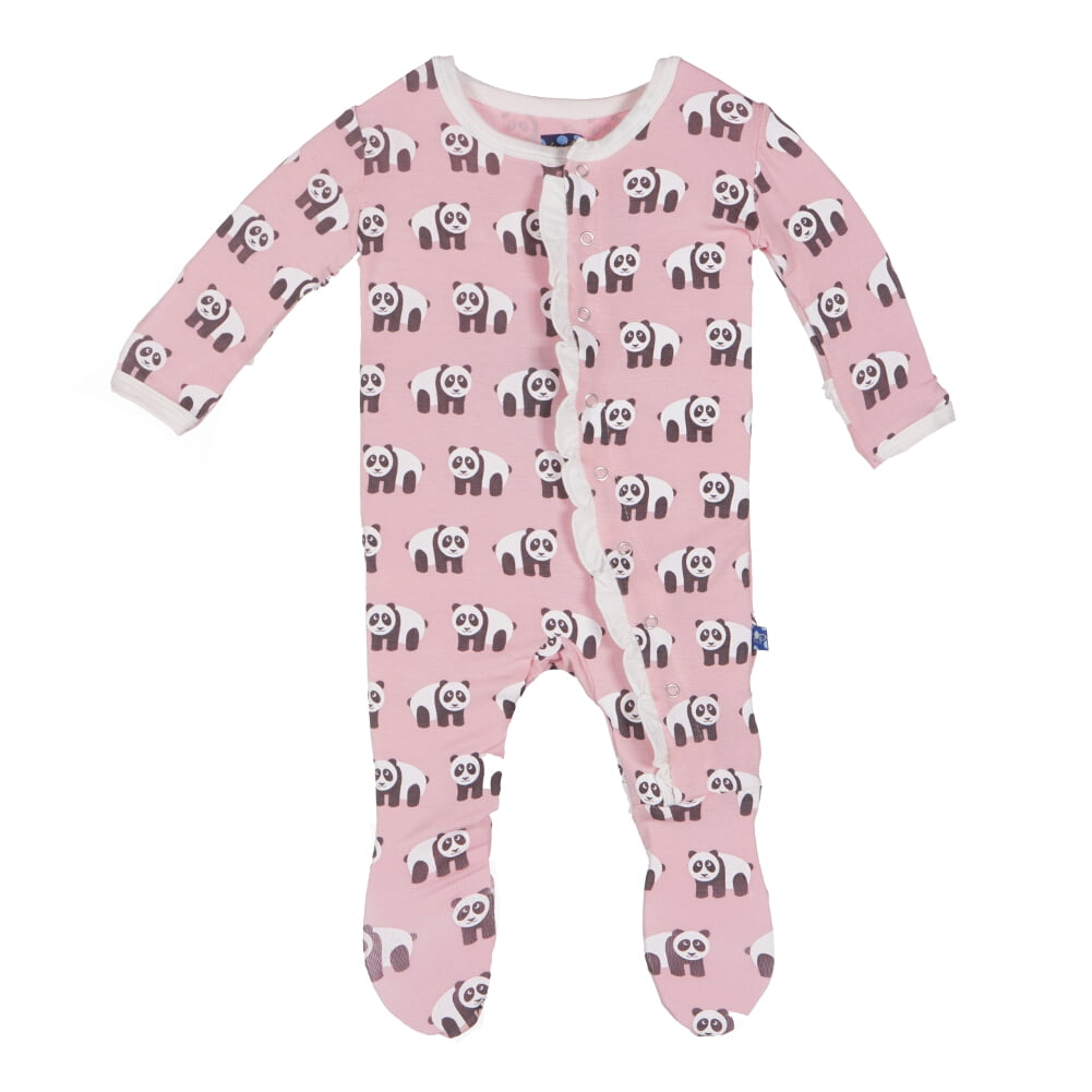 KicKee Pants KicKee Pants Baby Girls Ruffle Footie Lotus Panda