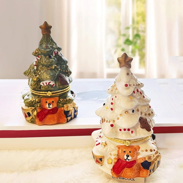 Xihbxyly Vela de Árbol de Navidad, Diseño Vintage En Tarro de Cerámica, Cera de Soja con Aroma Intenso, Aroma Duradero, Decoración Festiva para Navidad y Año Nuevo, Tamaño 7 X 7 X 11 Cm.