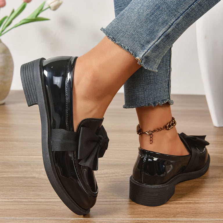 womens black patent leather dress shoes Amazon.com: TOSOFT Patent Leather Oxfords for Women Fashion Black Chunky Heel Height Increase Platform Business Work Dress Wedge Shoes (Color : Black, Size : 34) : Clothing, Shoes & Jewelry