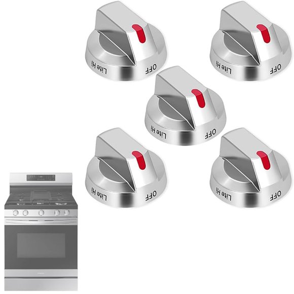 Paquete de 5 pomos para estufa de gas Smart Union DG94-03950 de acero inoxidable