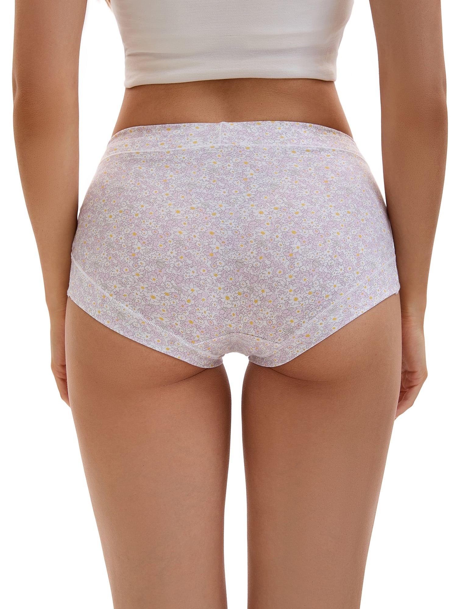 Unique Bargains Floral High Waisted Full Coverage Briefs 2XL Light Purple