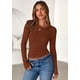 thumbnail image 3 of Camiseta PRETTYGARDEN 2025 de punto acanalado de manga larga en color caramelo, talla L, 3 of 9