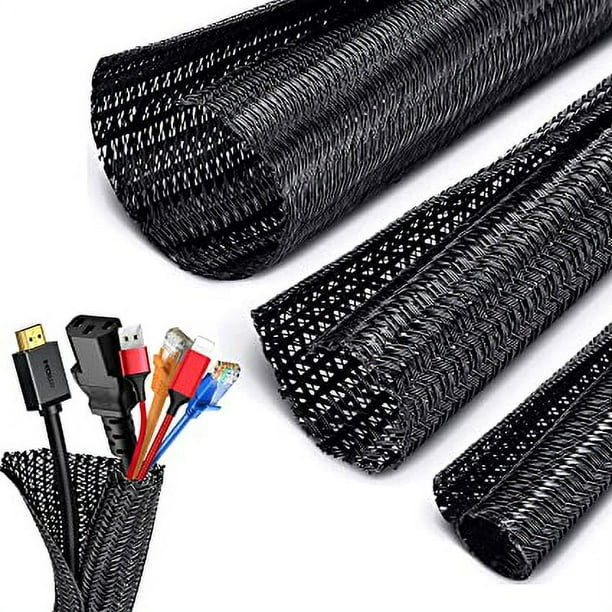 Funda para Cable de Computadora 3 Metros Φ13-14 mm Suave Ajustable, Gestión de Cables Gestión de Cables Almacenamiento de Mascotas Trenzado Ranurado, Protección de Cubierta de Cables para Automotriz/TV/Cables de Computadora, Organizador oso de fresa Electrónica