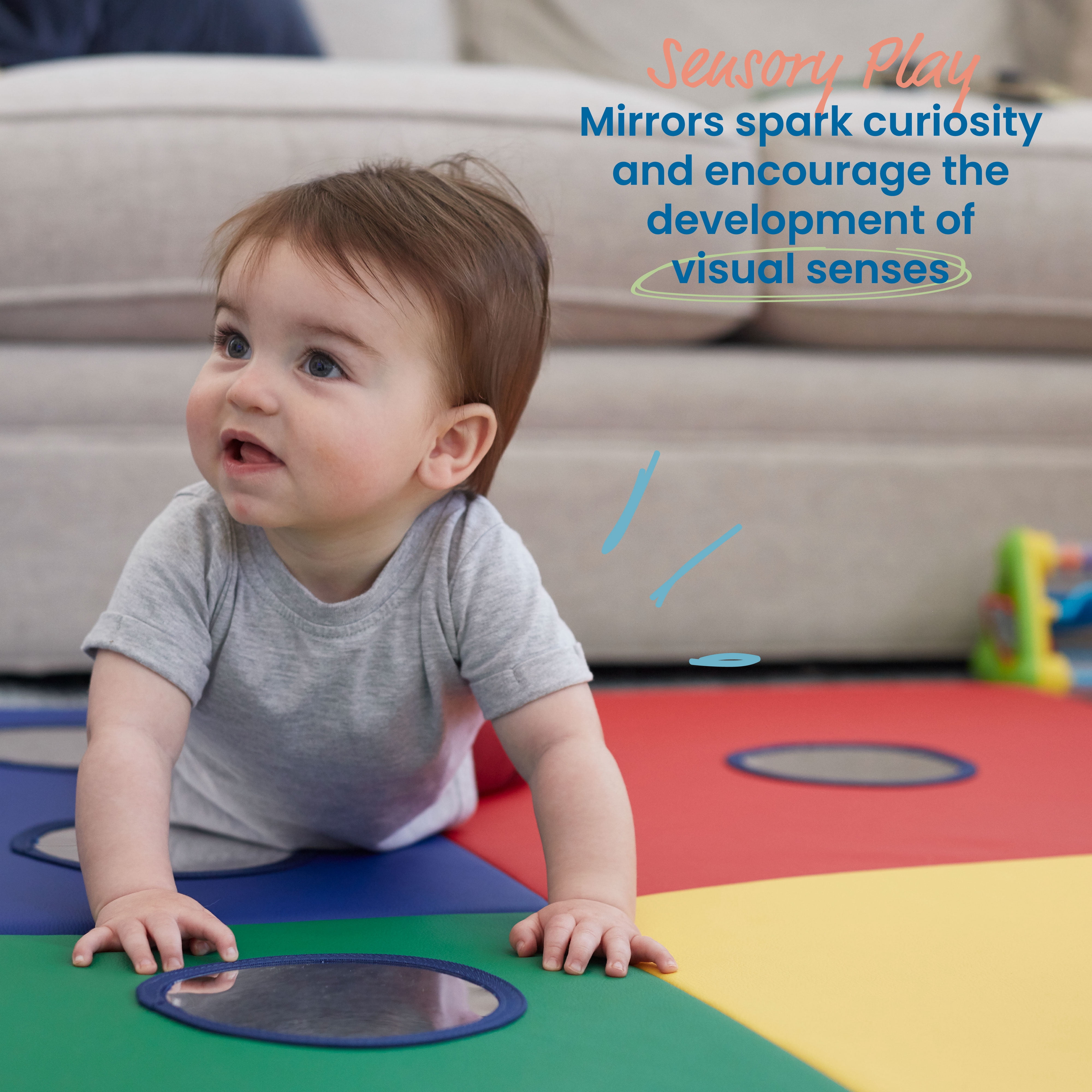 ECR4Kids SoftZone 123 Look at Me Activity Play Mat with Mirrors, Folding Playmat, Assorted