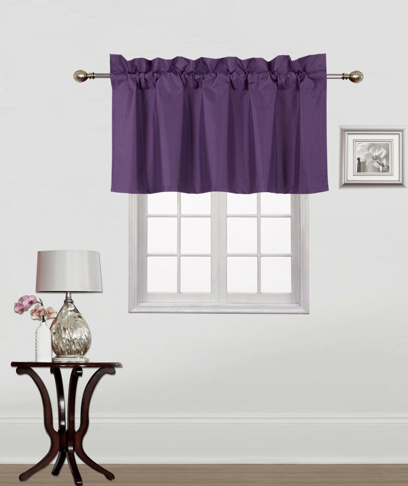 Rs9 1Piece Purple Swag Straight Insulated Foam Lined Blackout Rod Pocket Window Valance 38"Wx