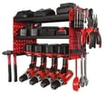 thumbnail image 1 of KFFKFF Power Tool Organizer Wall Mount, 3-Layer Storage Rack with 4 Drill Holders, Tools Holder and Storage Rack with Side Pegboards, 1 of 9
