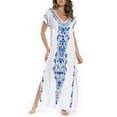 thumbnail image 2 of Wycnly Dresses for Women 2024 Summer Vintage Ethnic Style Graphics Side Slit Tunic Tshirt Long Dresses Western Print Short Sleeve V-Neck Maxi Formal Dresses for Women White XXXL, 2 of 6