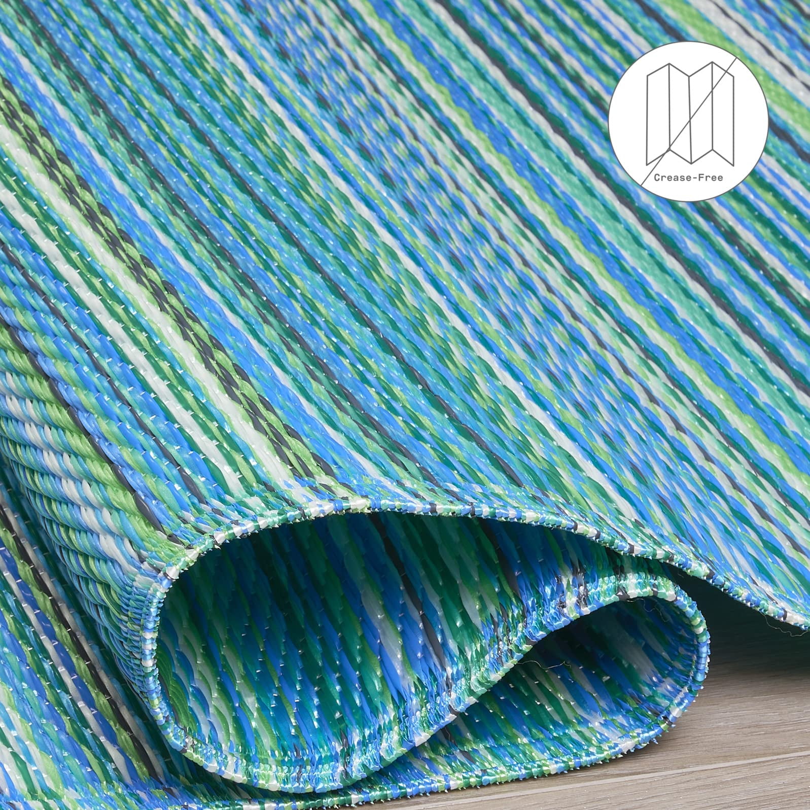 Fab Habitat Outdoor Rug - Waterproof, Fade Resistant, Crease-Free - Premium Recycled Plastic - Striped - Patio, Deck, Porch, Balcony, Laundry Room - Cancun - Turquoise & Moss Green - 4 x 6 ft